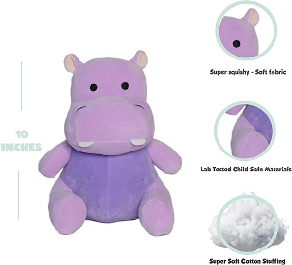 Avocatt Purple Hippo Plush Toy 10 Inches Stuffed Animal Hippopotamus Plushie Hug and Cuddle with Squishy Soft Fabric and Stuffing Cute Toy