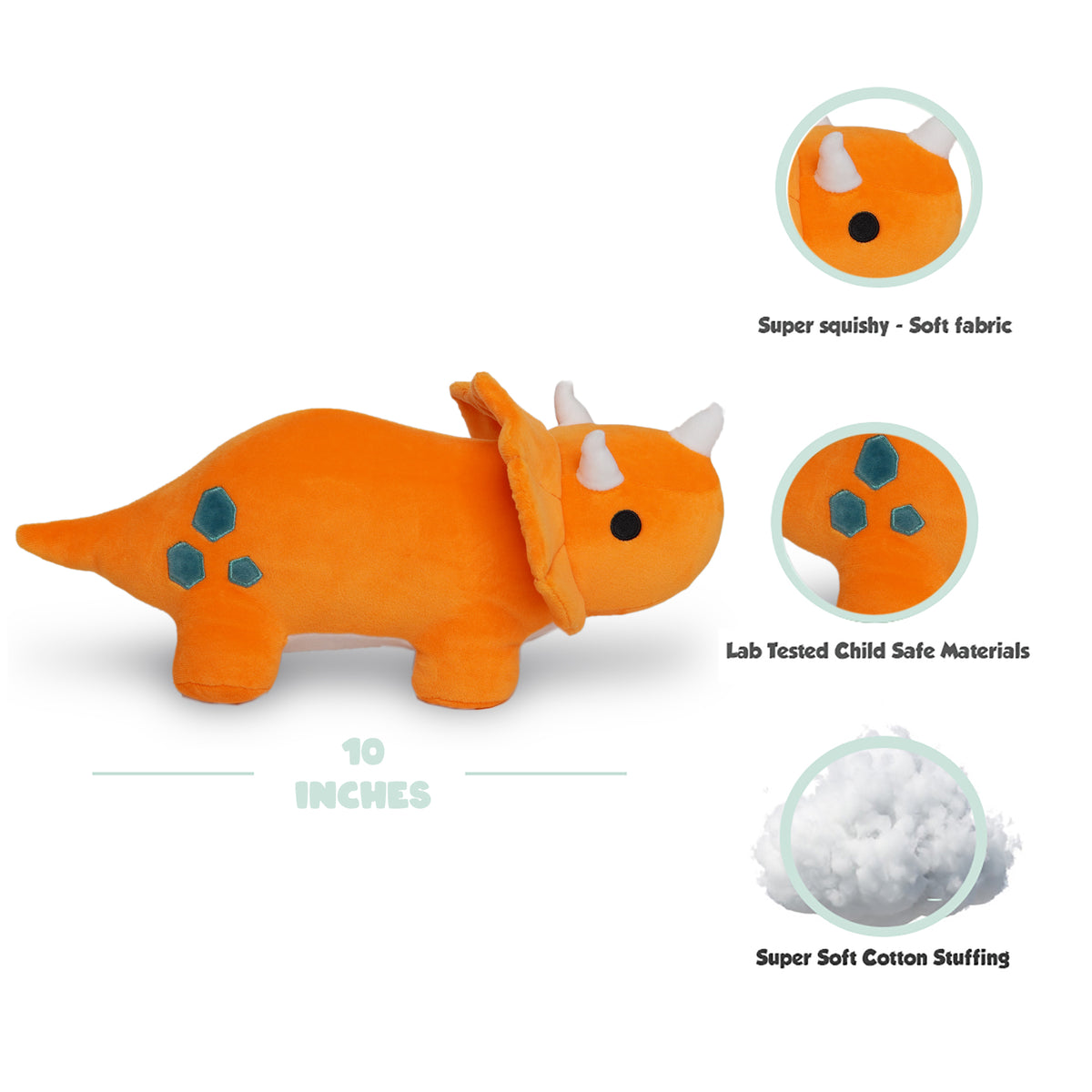 Animale Triceratopo Morbido Keycraft, 65 Cm Di Altezza, Grigio, Realistico, Peluche Gigante Per Bambini