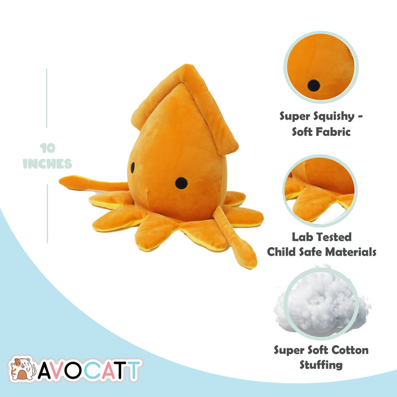 Avocatt Orange Squid Plush Stuffed Animal